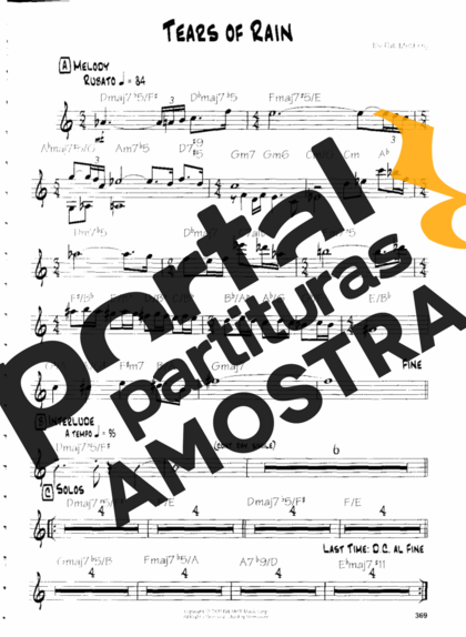 Pat Metheny Tears Of Rain partitura para Guitarra