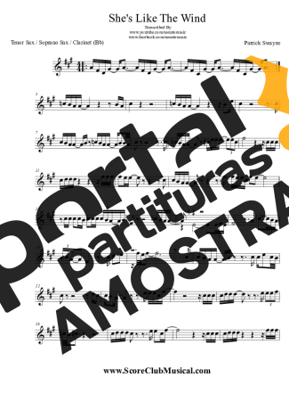 Patrick Swayze  partitura para Clarinete (Bb)