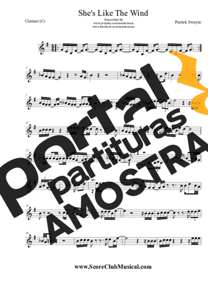 Patrick Swayze  partitura para Clarinete (C)