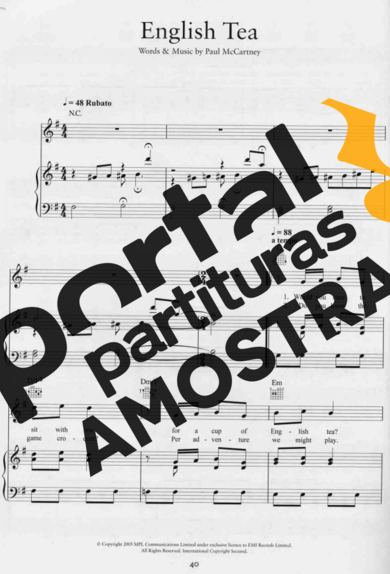 Paul McCartney  partitura para Piano