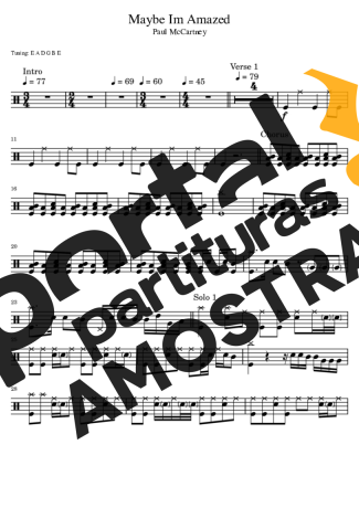 Paul McCartney Maybe I´m Amazed partitura para Bateria