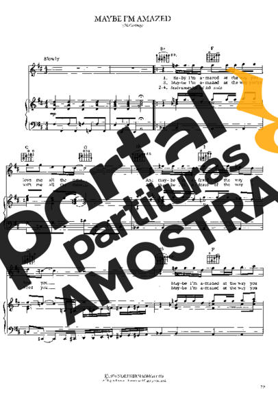 Paul McCartney Maybe I´m Amazed partitura para Piano
