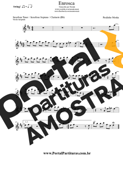 Paulinho Moska Enrosca partitura para Saxofone Tenor Soprano (Bb)