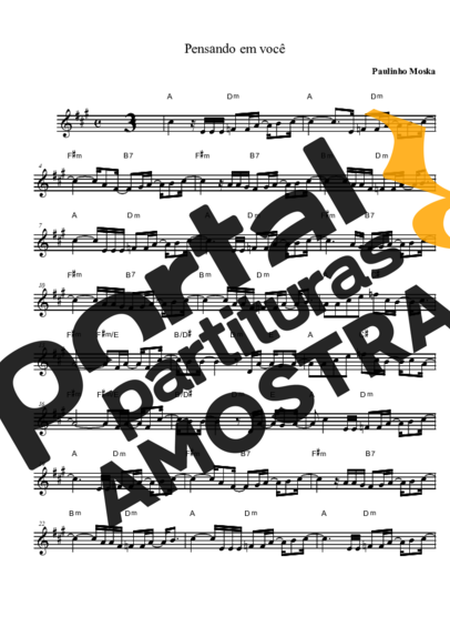 Paulinho Moska Pensando em Você partitura para Saxofone Tenor Soprano (Bb)