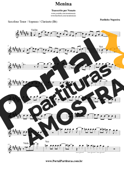 Paulinho Nogueira  partitura para Saxofone Tenor Soprano (Bb)