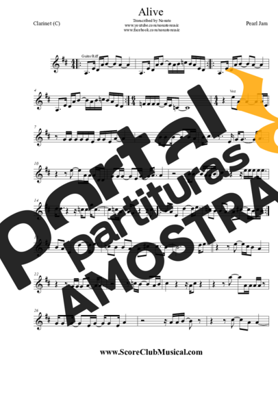 Pearl Jam  partitura para Clarinete (C)