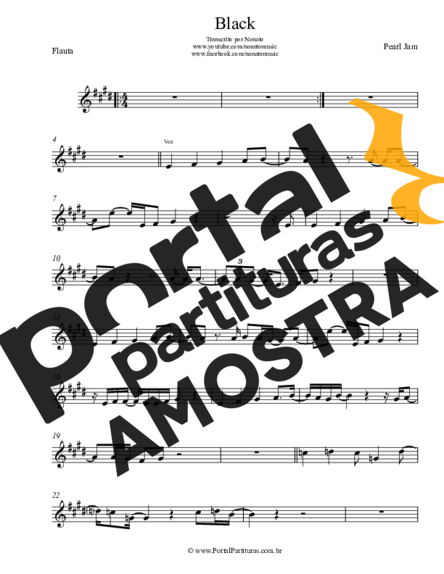 Pearl Jam Black partitura para Flauta Transversal