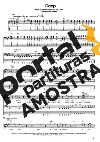 Pearl Jam  partitura para Contra Baixo