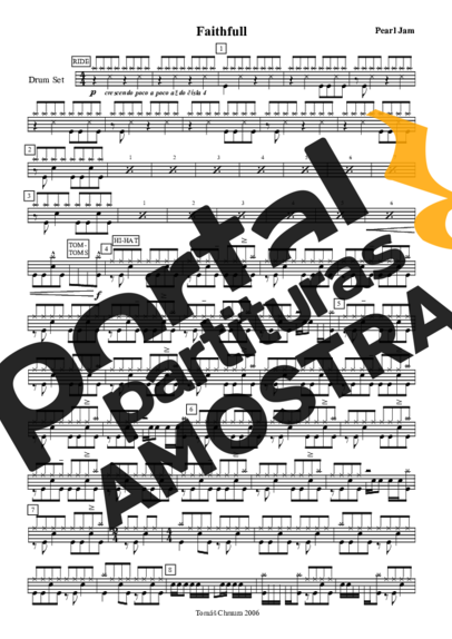 Pearl Jam Faithfull partitura para Bateria