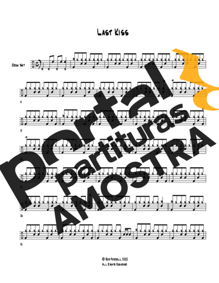 Pearl Jam Last Kiss partitura para Bateria