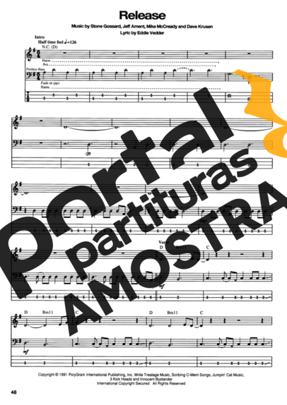 Pearl Jam  partitura para Contra Baixo