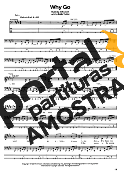Pearl Jam Why Go partitura para Contra Baixo