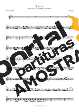 Peninha Sonhos partitura para Clarinete (Bb)