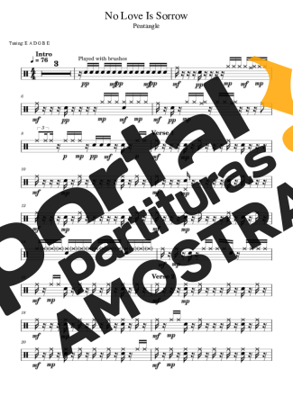 Pentangle No Love Is Sorrow partitura para Bateria