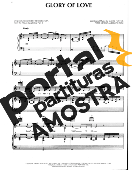 Peter Cetera Glory of Love partitura para Piano