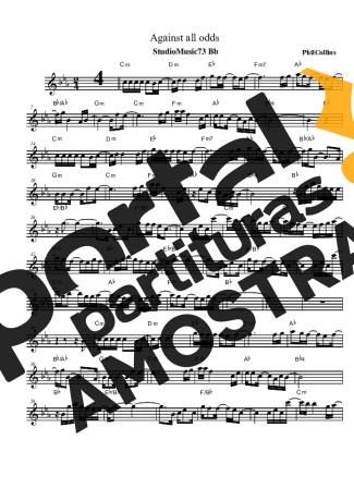 Phil Collins Against All Odds (Take A Look At Me Now) partitura para Clarinete (Bb)