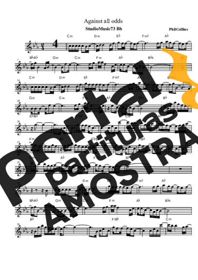 Phil Collins Against All Odds (Take a Look at Me Now) partitura para Saxofone Tenor Soprano (Bb)