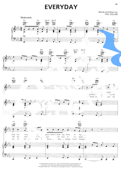 Phil Collins Everyday partitura para Piano