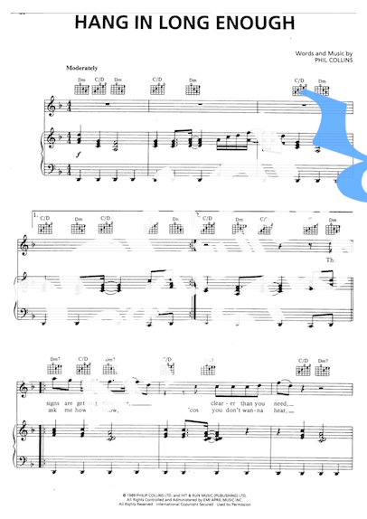 Phil Collins Hang In Long Enough partitura para Piano