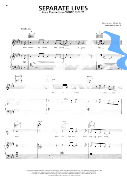 Phil Collins Separate Lives partitura para Piano