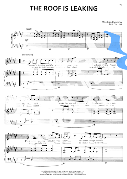 Phil Collins The Roof Is Leaking partitura para Piano