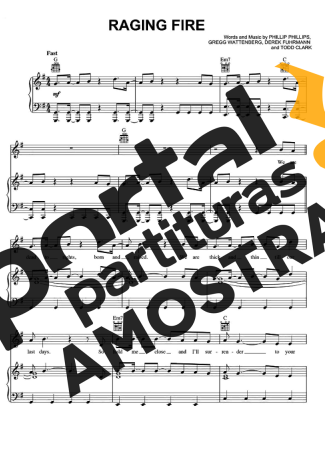 Phillip Phillips Raging Fire partitura para Piano