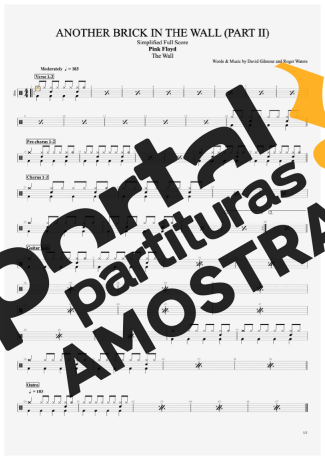 Pink Floyd Another Brick In The Wall (Part II) partitura para Bateria