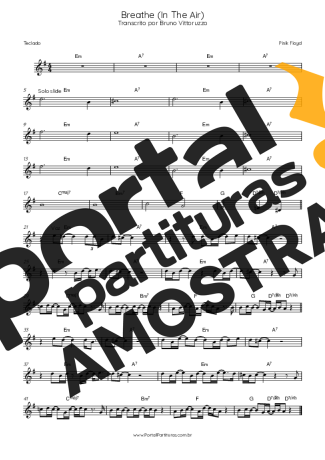 Pink Floyd  partitura para Teclado