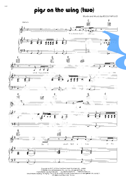 Pink Floyd Pigs On The Wing (Two) partitura para Piano