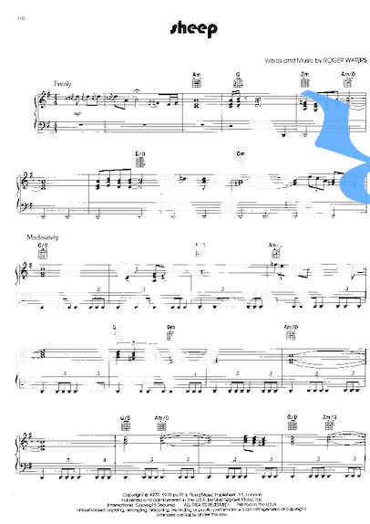 Pink Floyd  partitura para Piano