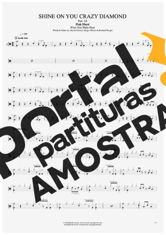 Pink Floyd Shine On You Crazy Diamond (Part III) partitura para Bateria