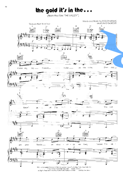 Pink Floyd  partitura para Piano