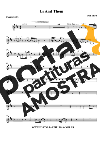 Pink Floyd  partitura para Clarinete (C)