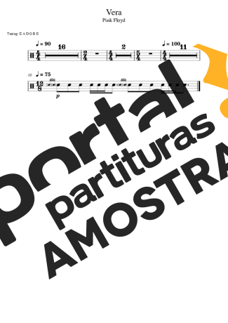 Pink Floyd Vera partitura para Bateria