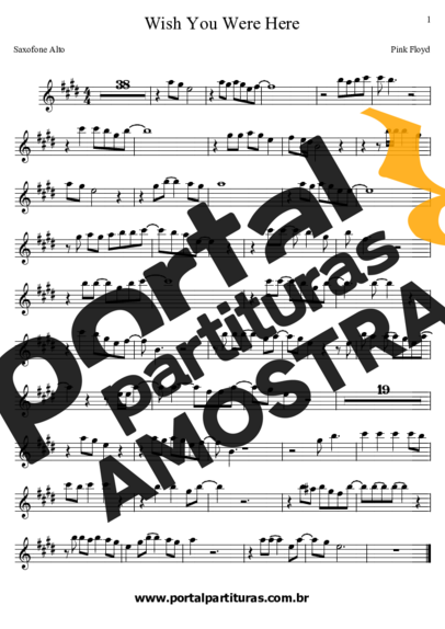 Pink Floyd Wish You Were Here partitura para Saxofone Alto (Eb)