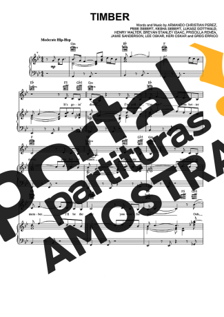 Pitbull ft Kesha Timber partitura para Piano