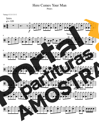 Pixies Here Comes Your Man partitura para Bateria