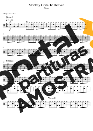 Pixies Monkey Gone To Heaven partitura para Bateria