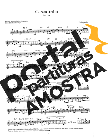 Pixinguinha Cascatinha partitura para Bandolim
