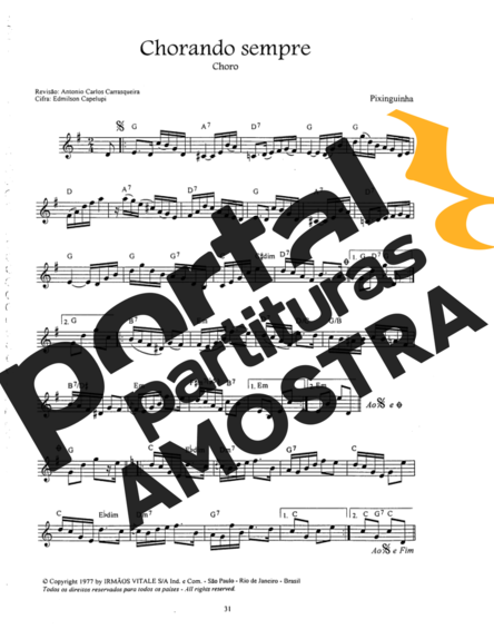 Pixinguinha  partitura para Cavaco