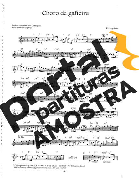 Pixinguinha Choro De Gafieira partitura para Cavaco