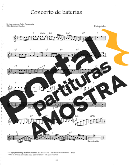 Pixinguinha Concerto De Baterias partitura para Cavaco