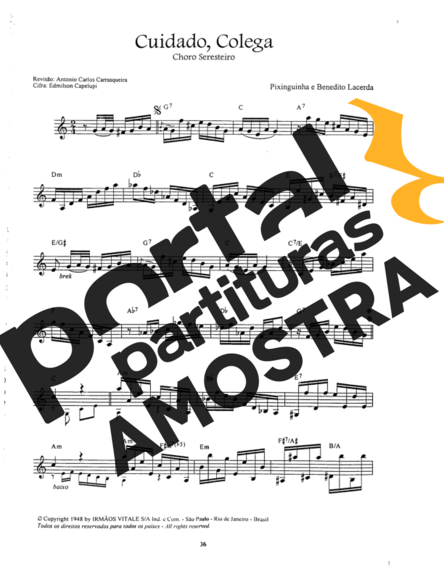 Pixinguinha Cuidado Colega partitura para Violino