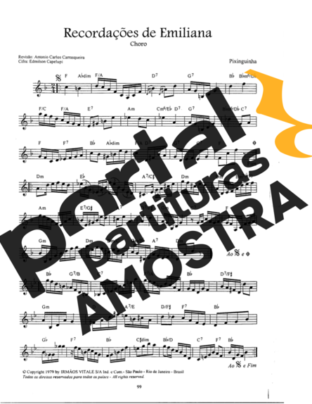 Pixinguinha Recordações De Emiliana partitura para Teclado