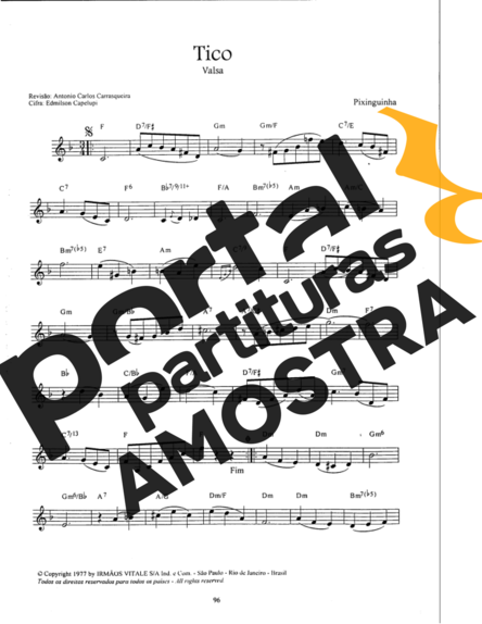 Pixinguinha Tico partitura para Teclado