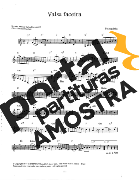 Pixinguinha Valsa Faceira partitura para Teclado