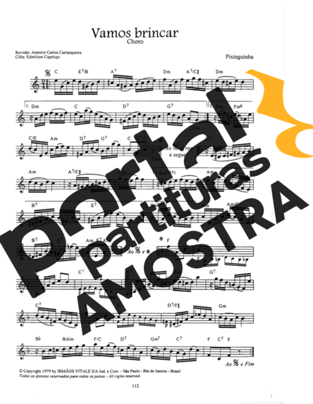 Pixinguinha Vamos Brincar partitura para Cavaco
