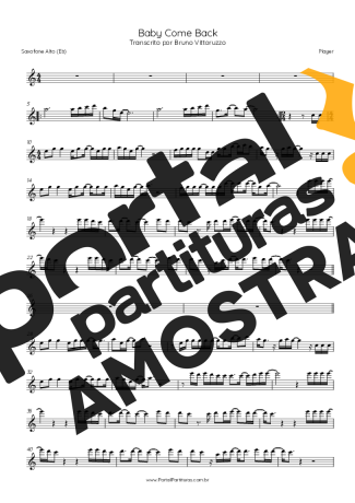 Player Baby Come Back partitura para Saxofone Alto (Eb)