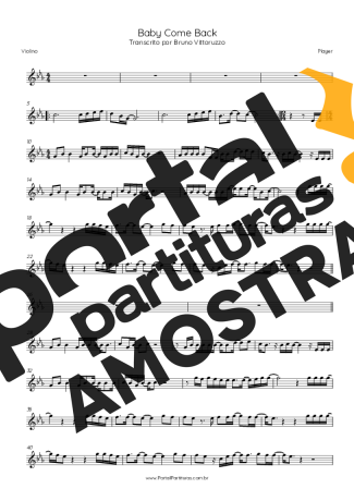 Player Baby Come Back partitura para Violino