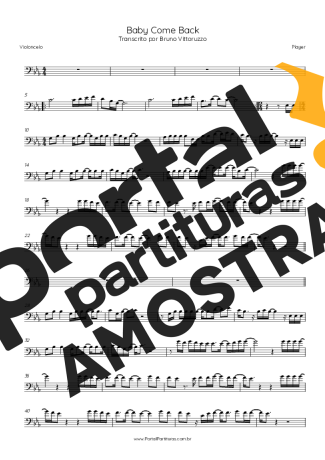 Player Baby Come Back partitura para Violoncelo